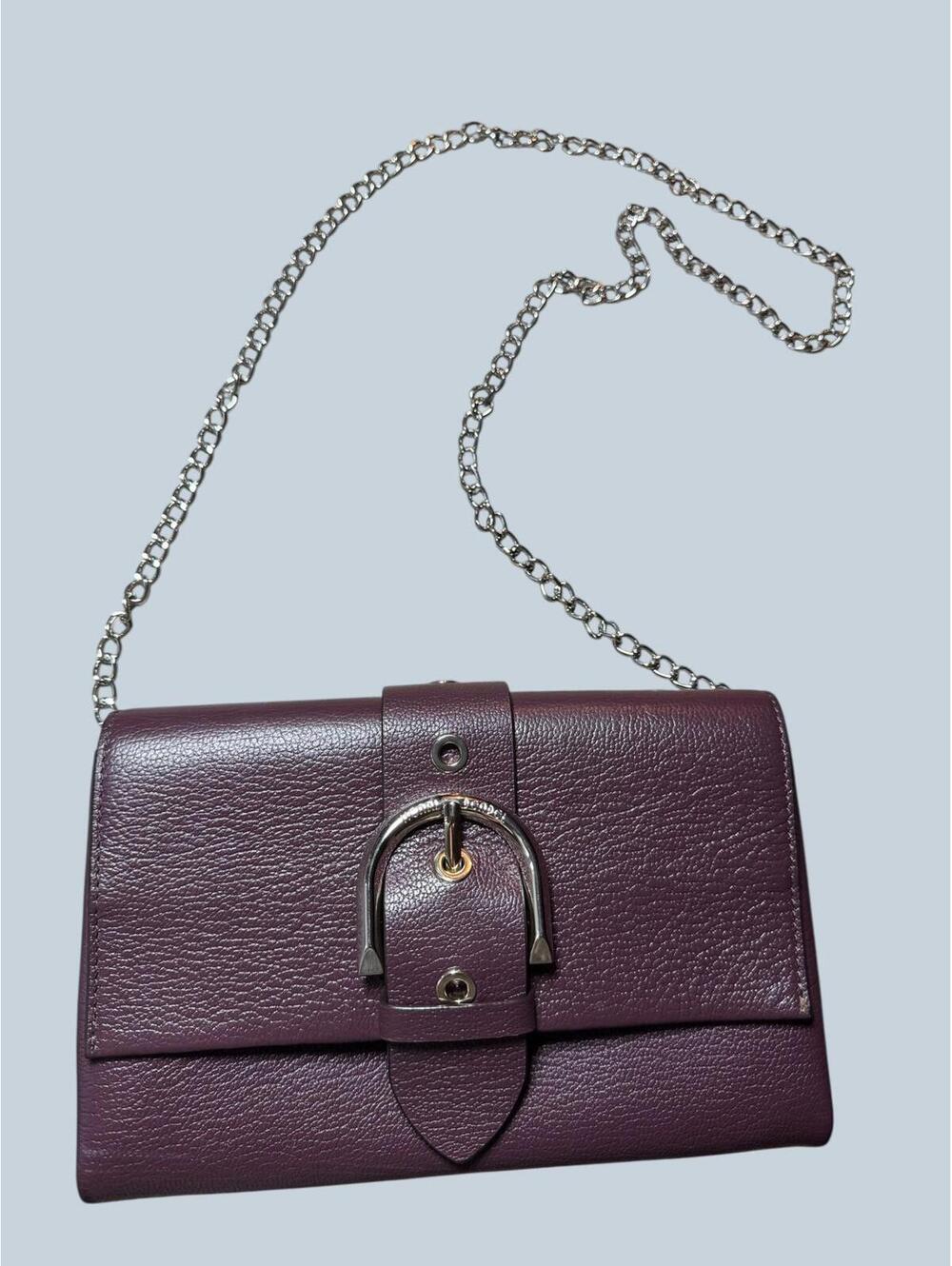 Henri Bendel Purple Leather Crossbody Bag with Chain Strap